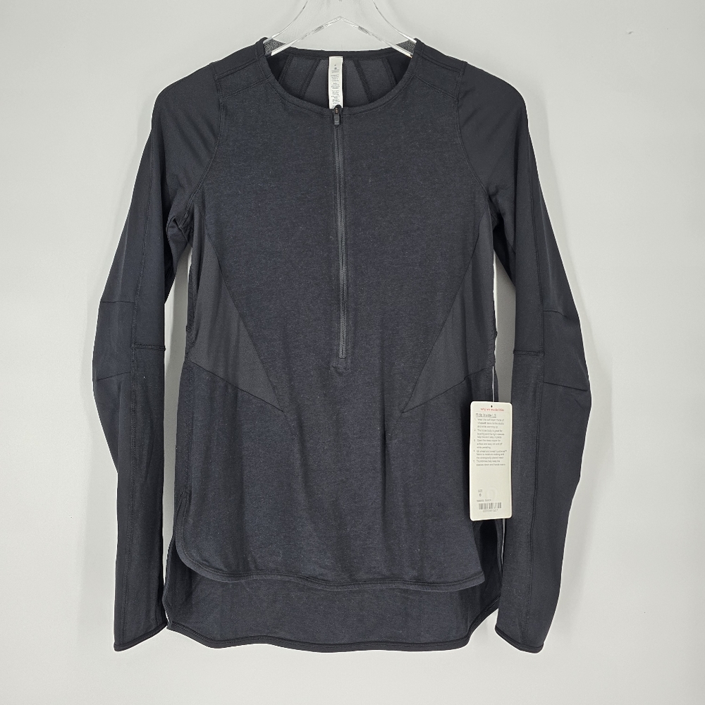 Lululemon Athletica Ride Inside Long Sleeve Black Tee Size 6 W3B05S NEW